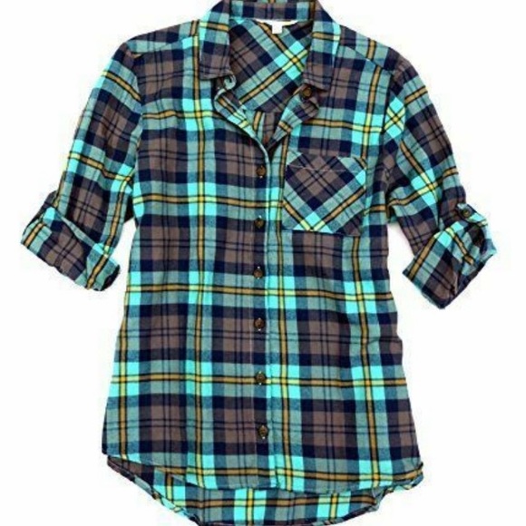 HP - C&C California Green Plaid Flannel Top - NWT - Picture 5 of 5